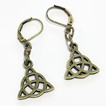 Írsky Celtics Uzol Náušnice Ženy Jednoduché Módne Šperky Antickej Bronzovej Farbe Magic Wicca Viking Visieť Náušnice pre Ženy