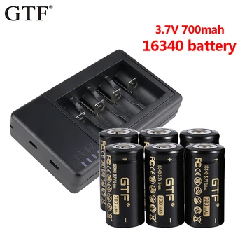 GTF 16340 Batéria 3,7 V 700mah CR123A LI-ion Nabíjacie Batérie pre LED Baterka Hračka s Smart USB Nabíjačka CR123