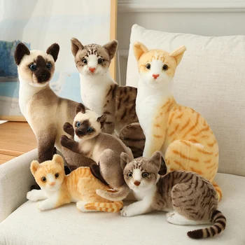 Plnené Likelike Siamské mačky Plyšové hračky simulácia Americký Krátkosrstá Roztomilé Mačky, Pet Doll Hračky Domova Darček Pre Deti narodeniny