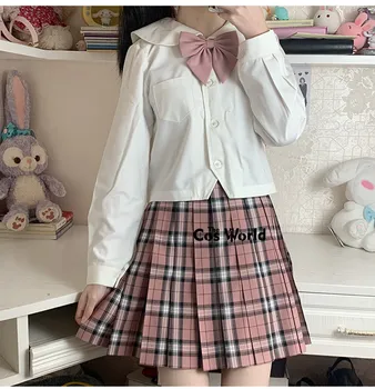 [Biela Broskyňa] Dievča Japonský Lete Vysoký Pás Skladaný Koberčeky Sukne Pre JK Školskú Uniformu Študentov Utierky