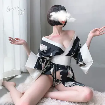 Japonský Jednotné Luk Sakura Kimono Sexy spodnú Bielizeň Jednotné Cardigan Tlač na Kvetinový Župan župane pre Ženy Šaty