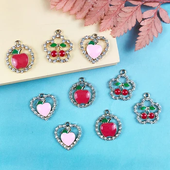 JeQue 10pcs crystal Cherry apple broskyňa kúzlo príslušenstvo šperky náušnice prívesok, náramok, náhrdelník charms zliatiny zinku diy hľadanie