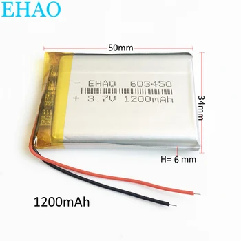 EHAO 603450 3,7 V 1200mAh Lítium-Polymérová LiPo Nabíjateľná Batéria Pre MP3, GPS, DVD PAD E-knihy tablet PC