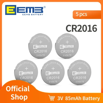 EEMB 5 KS CR2016 3V gombíkovú Batériu 85mAh Lítiové Batérie nenabíjateľné Mince Batérie pre Hodinky, Kalkulačky Tablety Kľúč