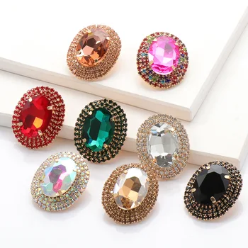 Klasické Elegantné Značky Oválne Vložkou Veľké AB Crystal Stud Náušnice Pre Ženy, Dievčatá Módne Šperky
